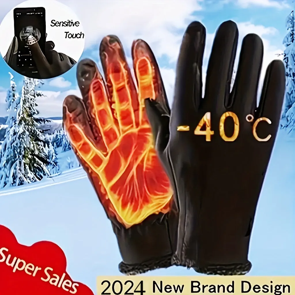 1 Pair of Premium Waterproof Touch Screen Ski Gloves for Men & Women - Windproof, Thermal Polyester, and Insulated for Outdoor Sports, Skiing, Motorcycle, Running, Snowboarding