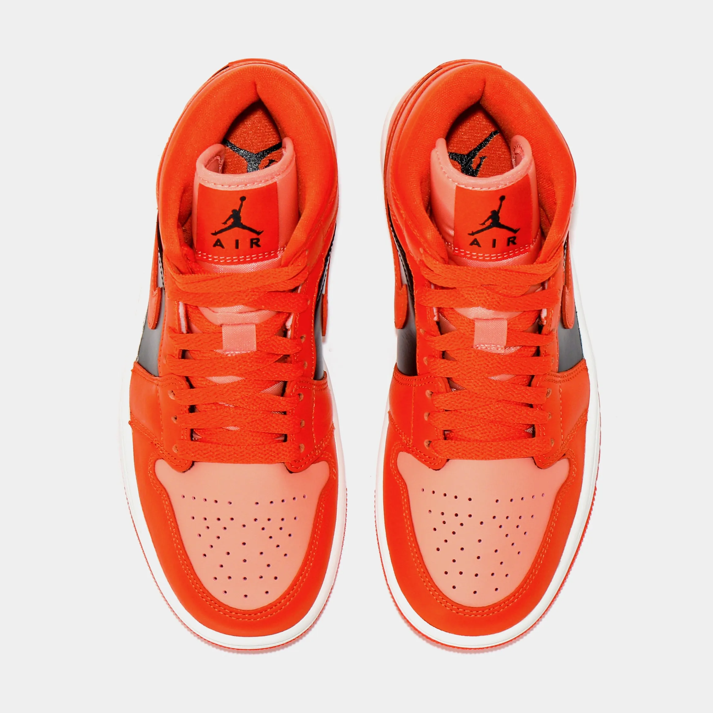 Air Jordan 1 Mid Orange Black Womens Lifestyle Shoes (Orange/Black)