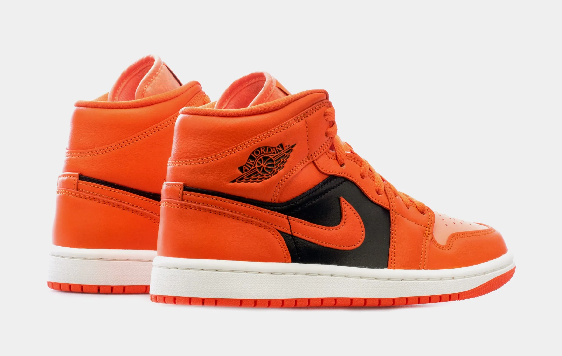 Air Jordan 1 Mid Orange Black Womens Lifestyle Shoes (Orange/Black)