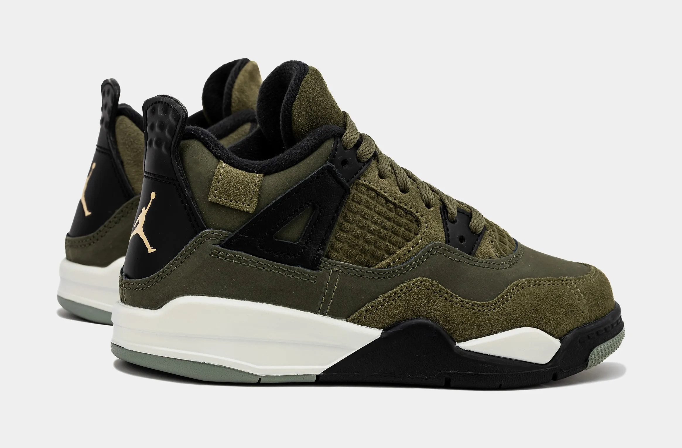 Air Jordan 4 Retro SE Craft Olive Preschool Lifestyle Shoes (Medium Olive)