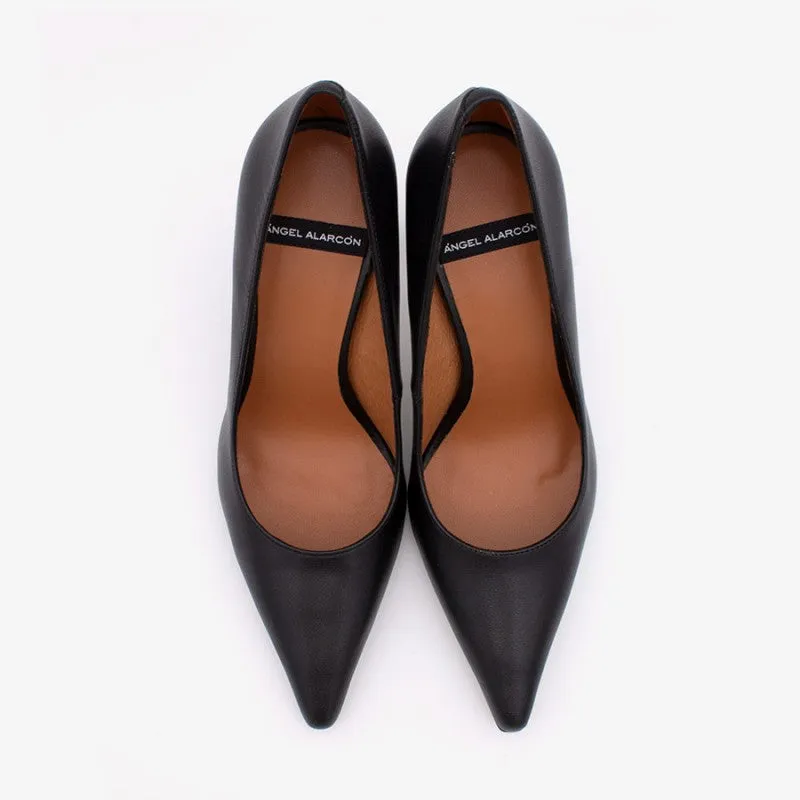 ANGEL ALACRON LARIAH BLACK STILLETO PUMPS