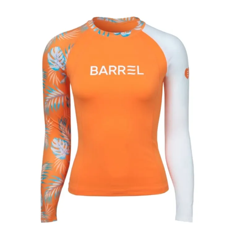 Barrel Women Sunset Flower Odd Rashguard-ORANGE