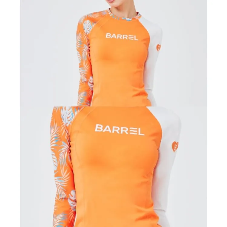 Barrel Women Sunset Flower Odd Rashguard-ORANGE