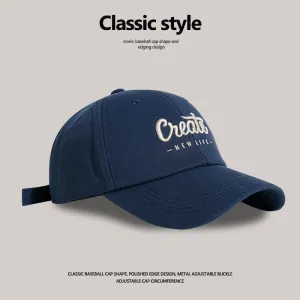 Big head circumference, small baseball cap showing face, women's wide-brimmed letter embroidered peaked cap, men's street all-match sports hat