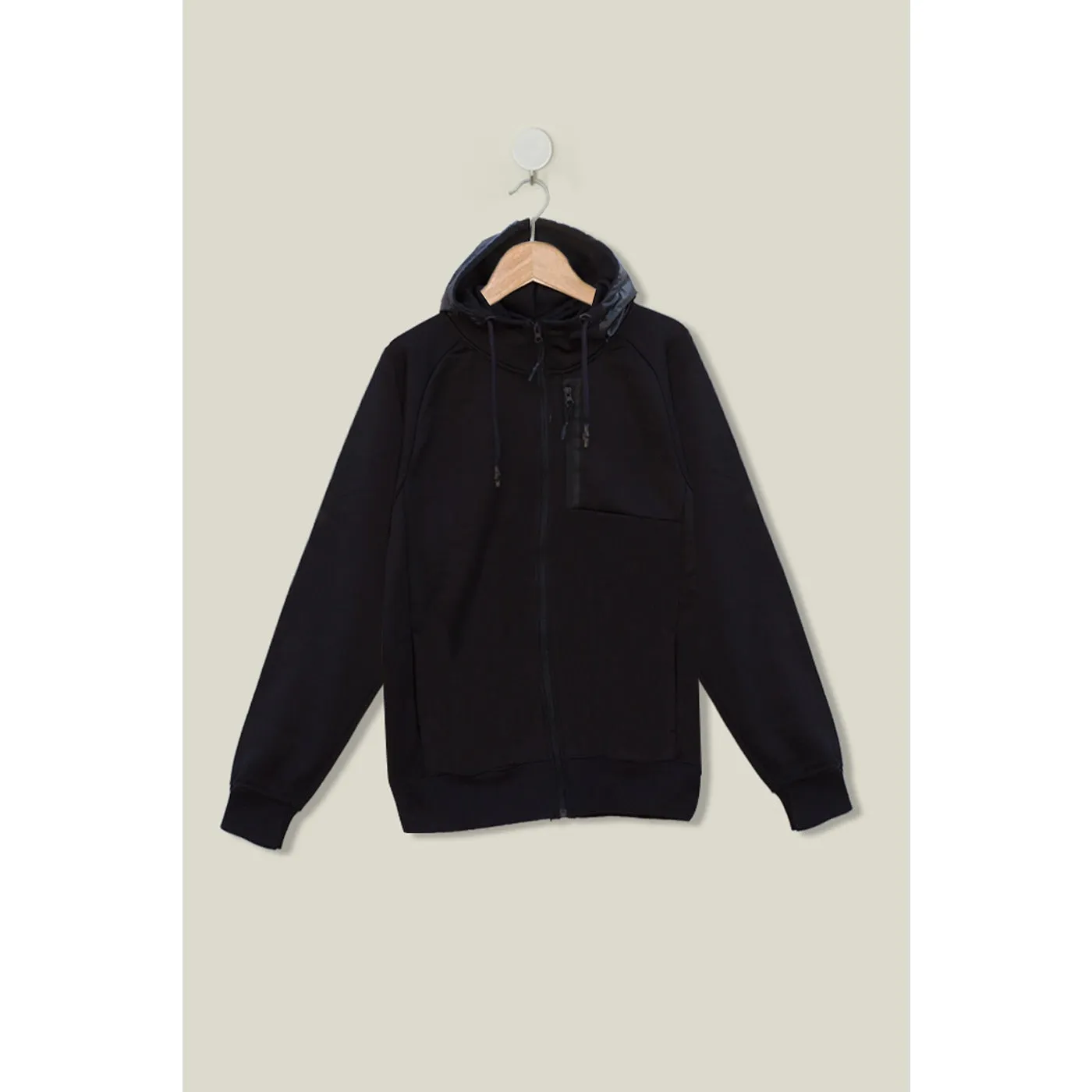 Black Hooded Sports Zipper