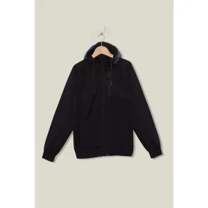 Black Hooded Sports Zipper