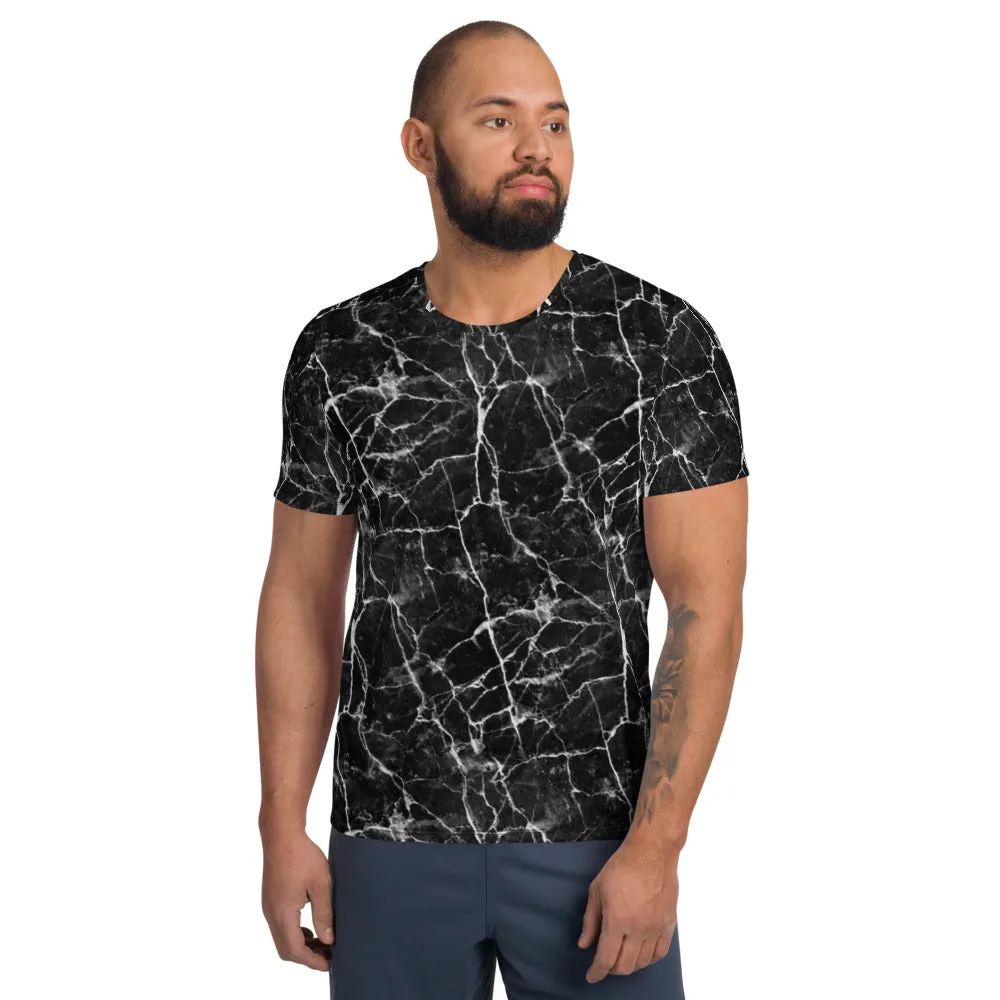 Black Marble Men's Athletic T-shirt