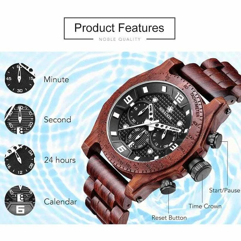 Chronograph Men Sports Wooden Watches