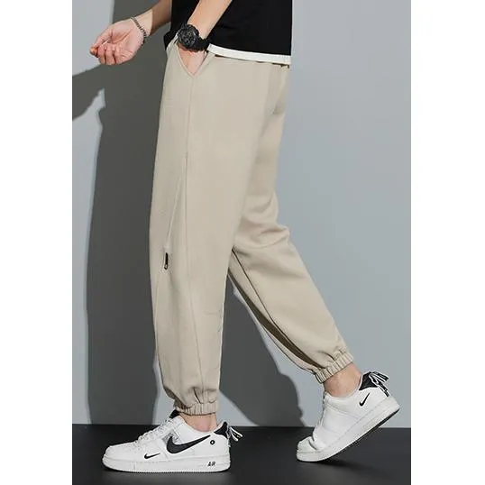 Drawstring Knitted Solid Color Tapered Loose Fit Sweatpant