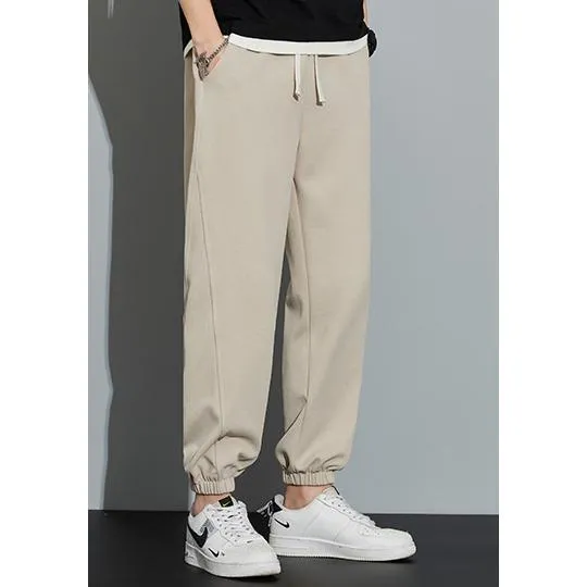 Drawstring Knitted Solid Color Tapered Loose Fit Sweatpant