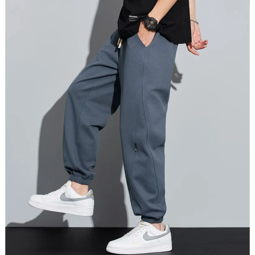 Drawstring Knitted Solid Color Tapered Loose Fit Sweatpant