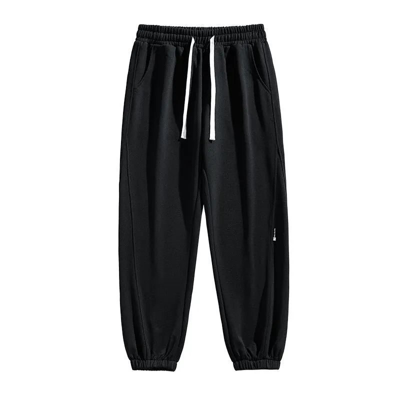 Drawstring Knitted Solid Color Tapered Loose Fit Sweatpant