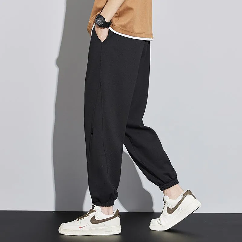 Drawstring Knitted Solid Color Tapered Loose Fit Sweatpant