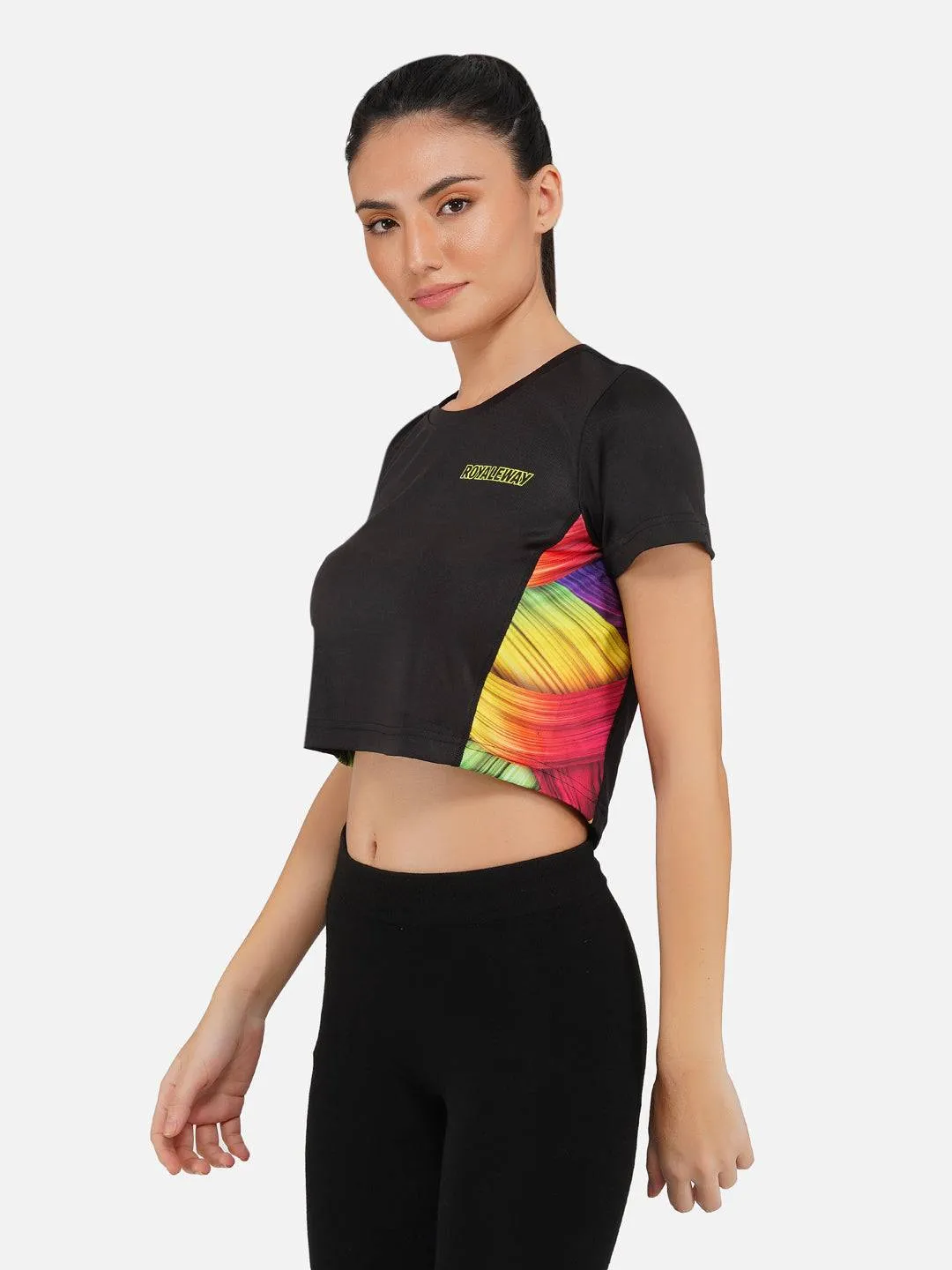 DriDOT Black Long Back Crop Top RWW2030