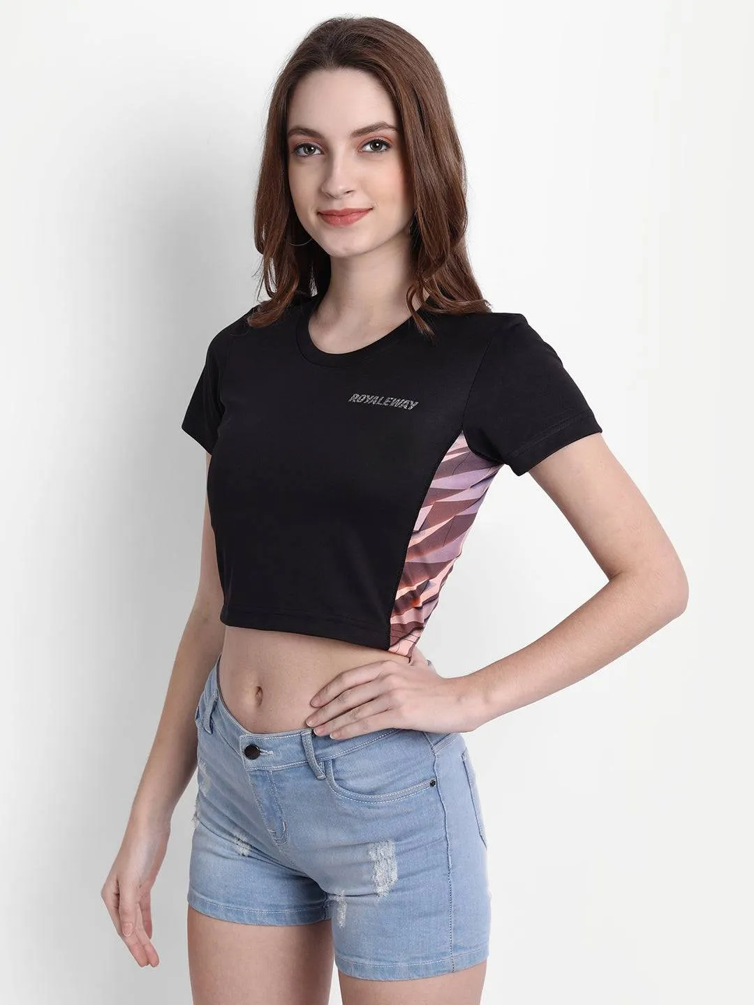 DriDOT Black Long Back Crop Top RWW2038