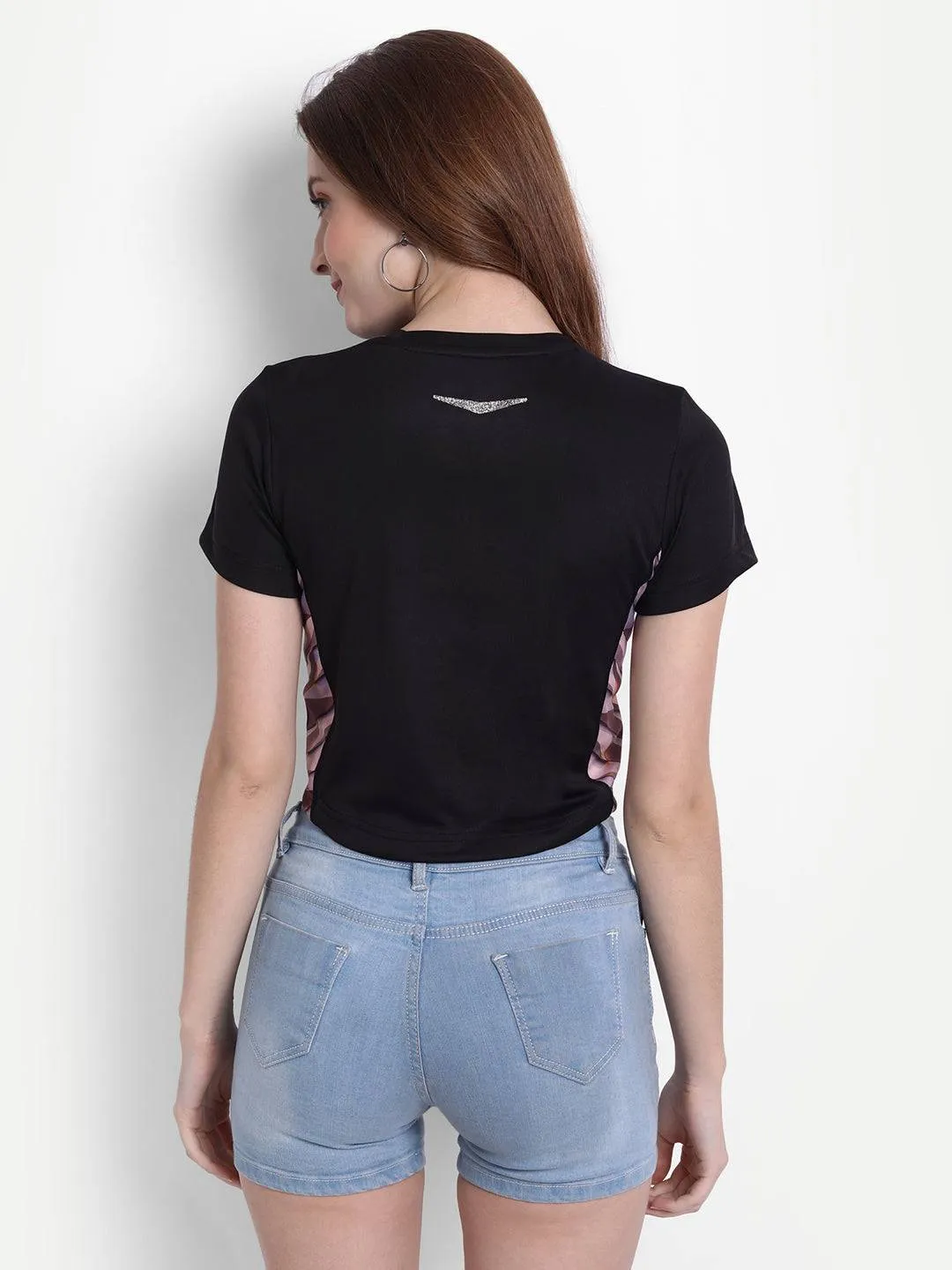 DriDOT Black Long Back Crop Top RWW2038