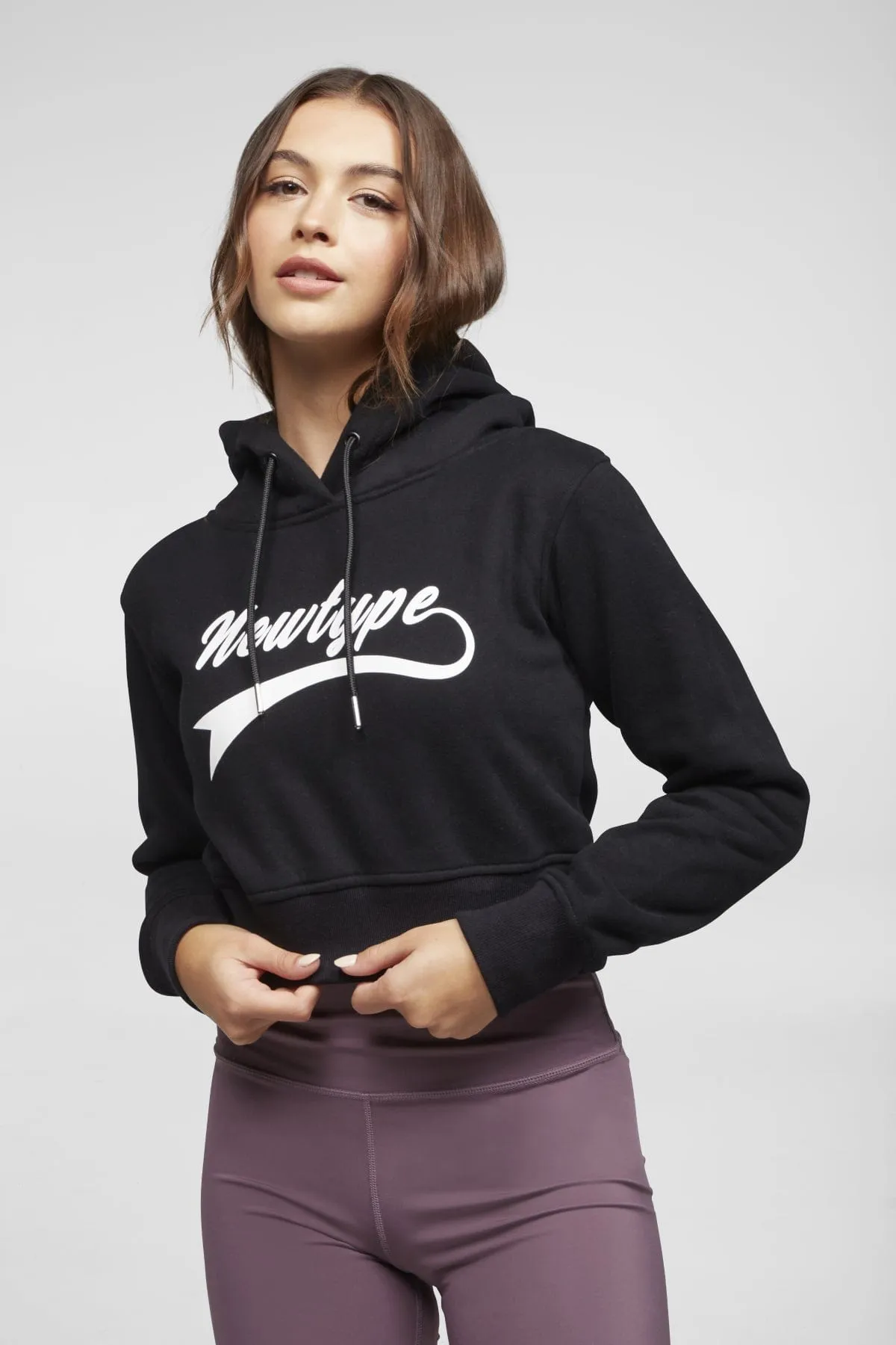 Dynamic Cropped Hoodie - Midnight Black