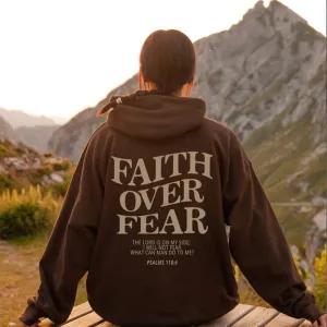 Faith Over Fear Spiritual Hoodie Sweatshirt Bible Verse Unisex Aesthetic Clothes