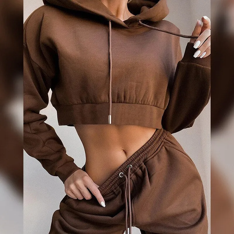 Fashion Winter Tracksuit Hoodie and Sweatpants Sports Set