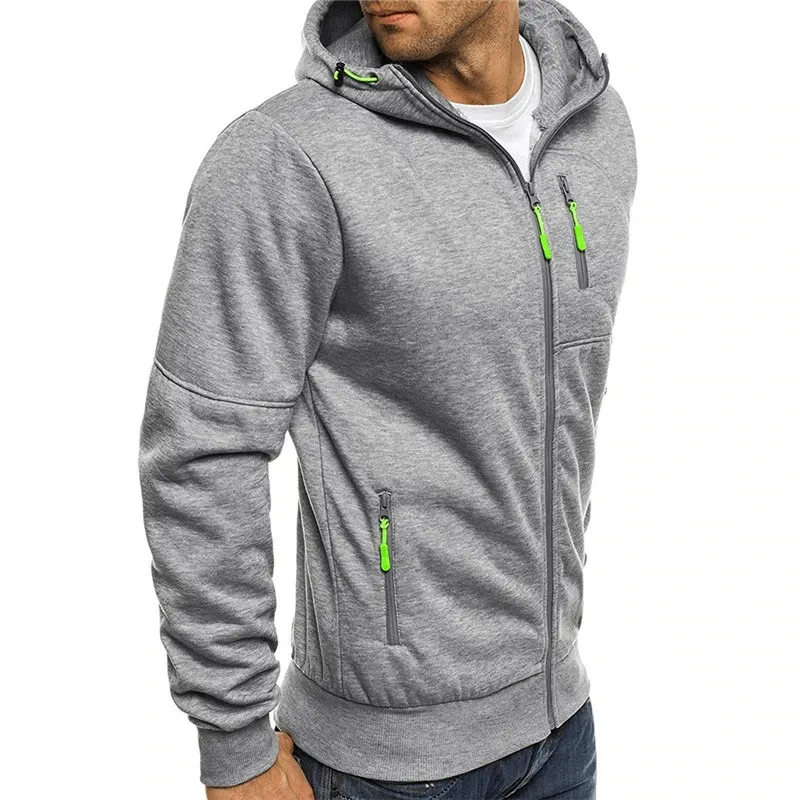 Fashion Zipper Solid Color Hooded Jacket For Men / Sports Clothing - SF0498