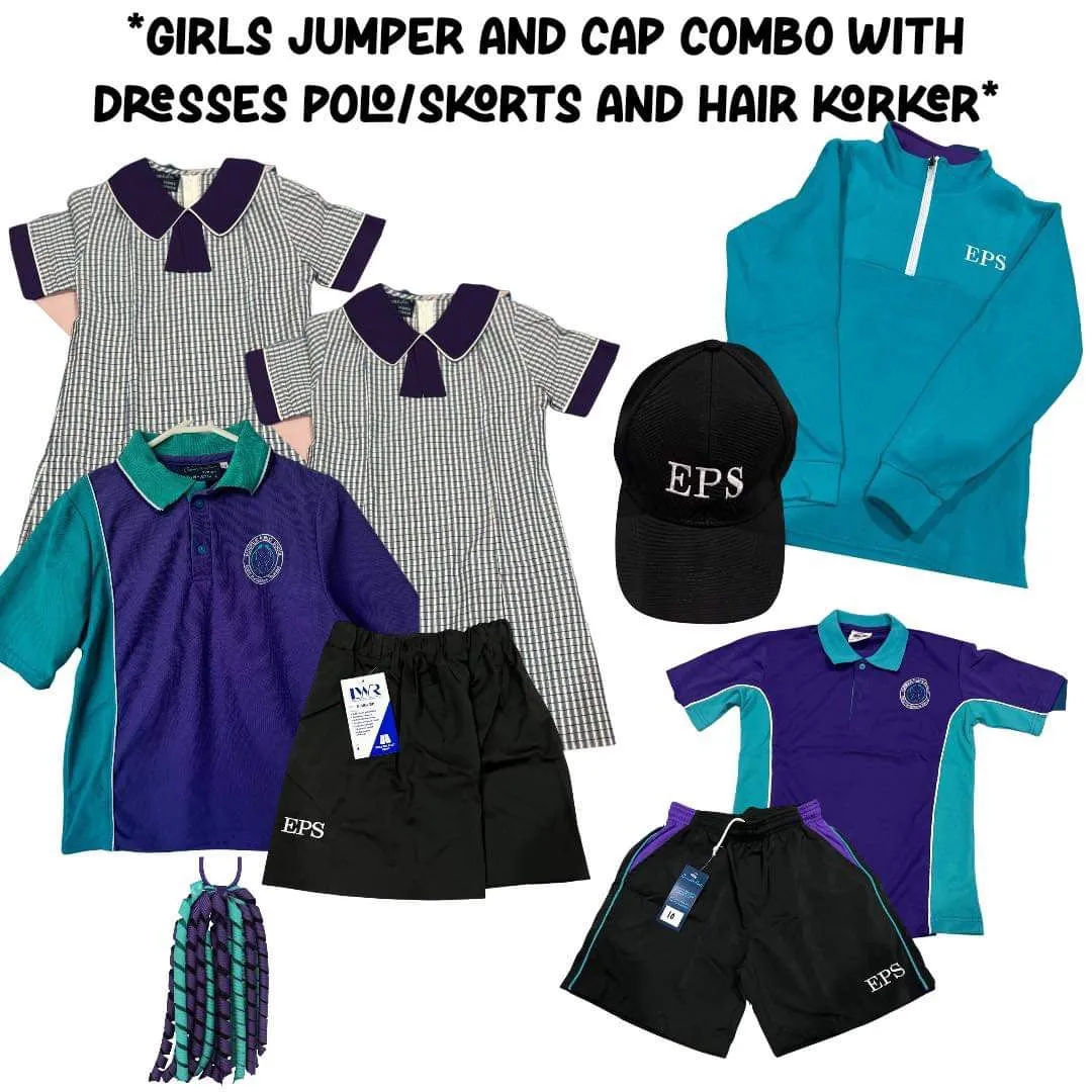 Girls Kindy Pack #9 COMBO - Dress, Polo, Skorts, Sports Uniform, Hair Korker, Cap and Jumper