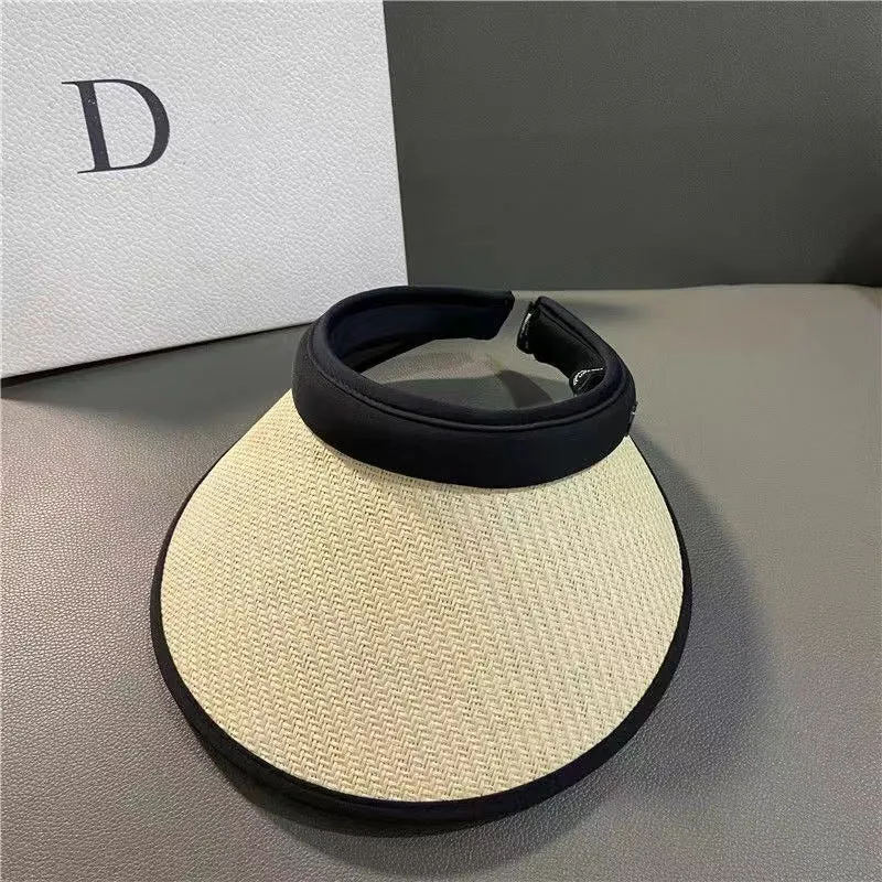 Hairband empty top hat for women new summer sports straw hat internet celebrity cute cycling small fragrant style big brim hat