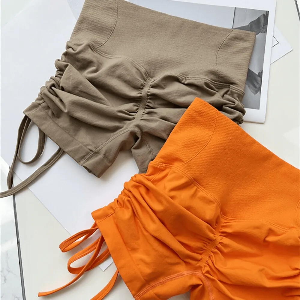 High Waist Drawstring Sports Elastic Shorts for Women - SF0146