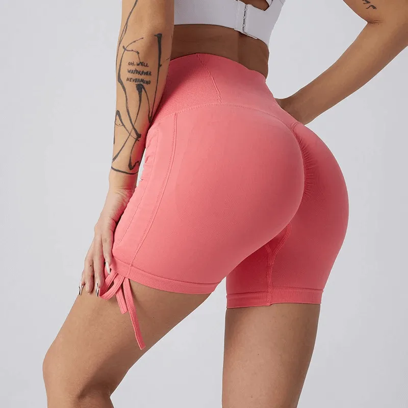 High Waist Drawstring Sports Elastic Shorts for Women - SF0146