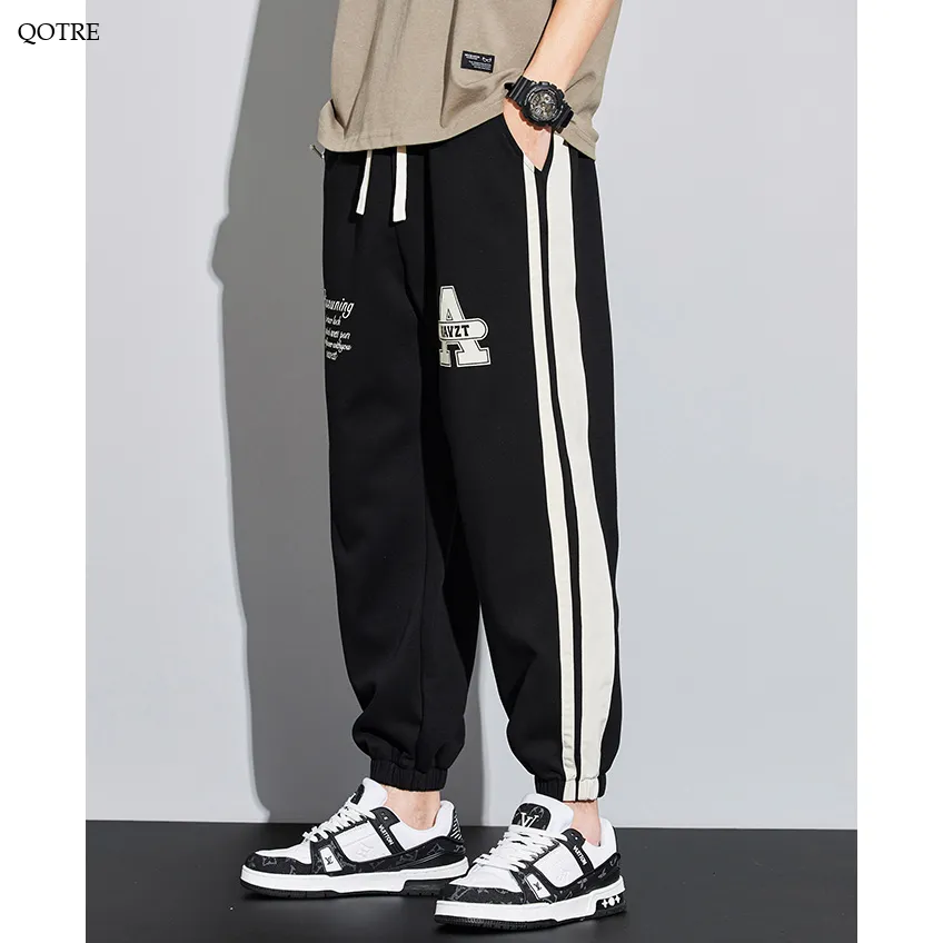 Knitted Sports Versatile Letter Tapered Patchwork Sweatpant