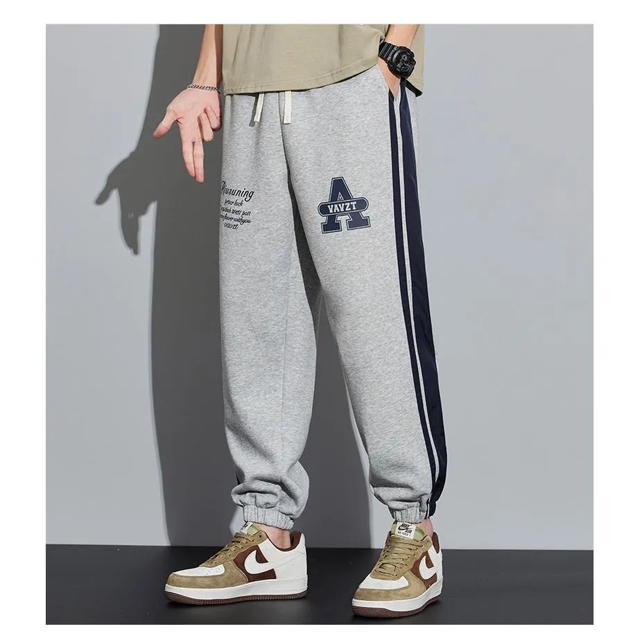 Knitted Sports Versatile Letter Tapered Patchwork Sweatpant