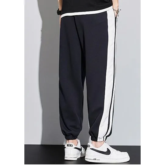 Knitted Sports Versatile Letter Tapered Patchwork Sweatpant