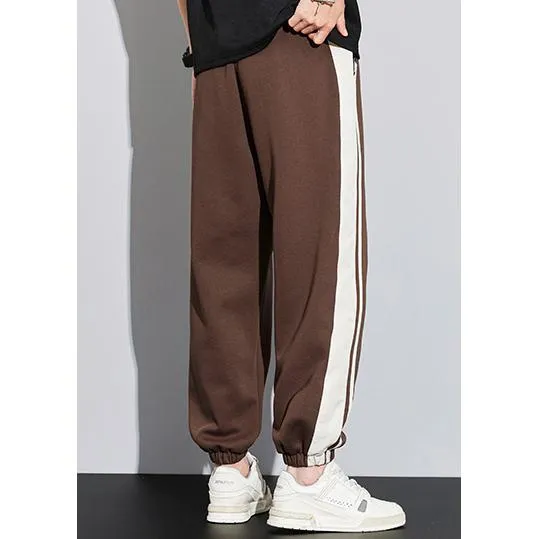 Knitted Sports Versatile Letter Tapered Patchwork Sweatpant