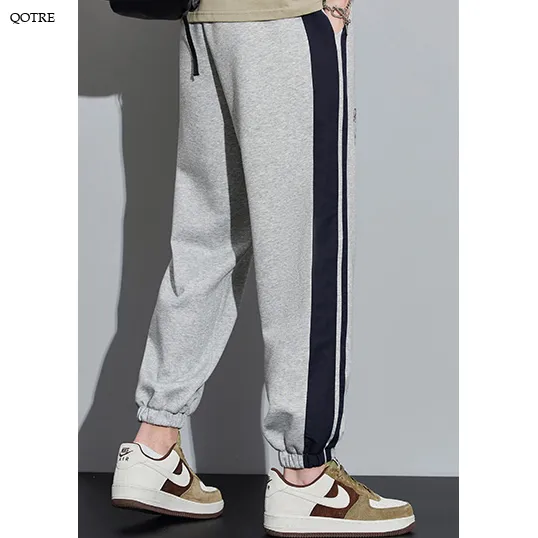 Knitted Sports Versatile Letter Tapered Patchwork Sweatpant