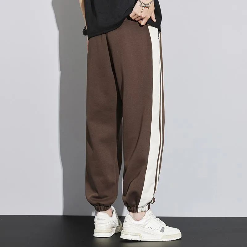 Knitted Sports Versatile Letter Tapered Patchwork Sweatpant