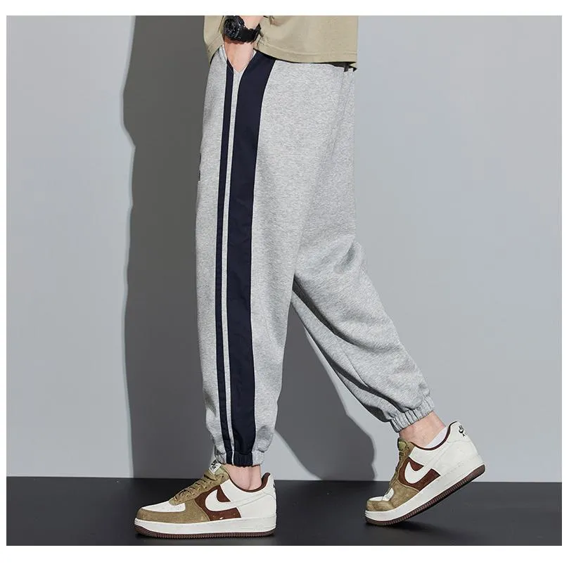 Knitted Sports Versatile Letter Tapered Patchwork Sweatpant