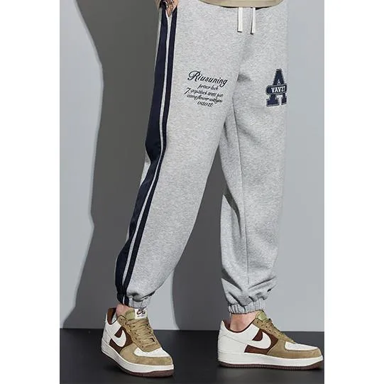 Knitted Sports Versatile Letter Tapered Patchwork Sweatpant