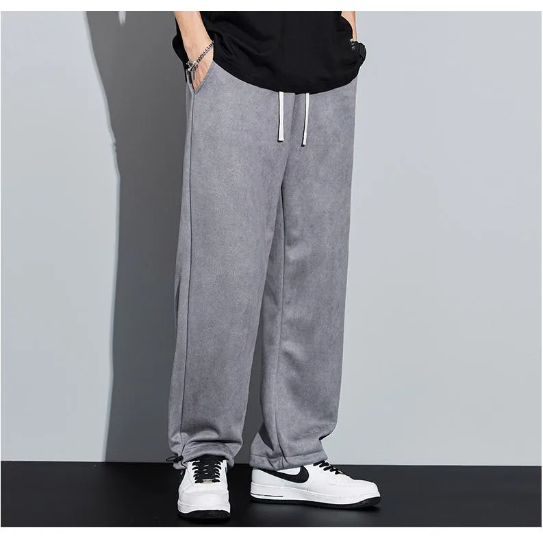 Knitted Straight Leg Suede Sports Versatile Sweatpant