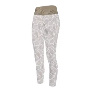 Maka-Hou Women Water ＆ Yoga Leggings-BEIGE LEAF (Japanese Brand)