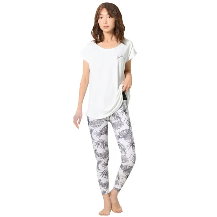 Maka-Hou Women Water ＆ Yoga Leggings-MIX LEAF (Japanese Brand)