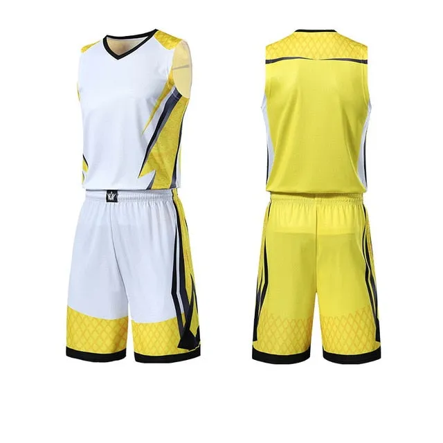 Men Kids Basketball Jerseys Suit Boys College Mens Basketball Uniforms Sport Kit Shirts Shorts Set Cloth Breathable Custom Print