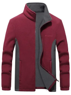 Men's Zipper Fleece Jacket with Stand Collar / Sports Male Clothing - SF0336