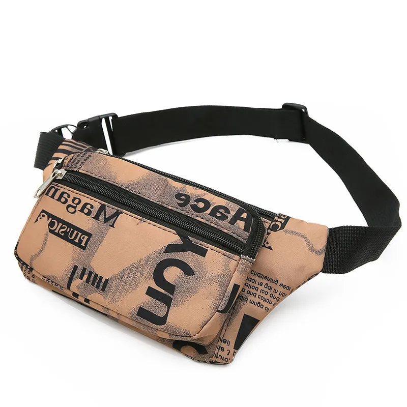 New camouflage men's waist bag fashionable and popular women's Oxford cloth crossbody mobile phone bag chest bag