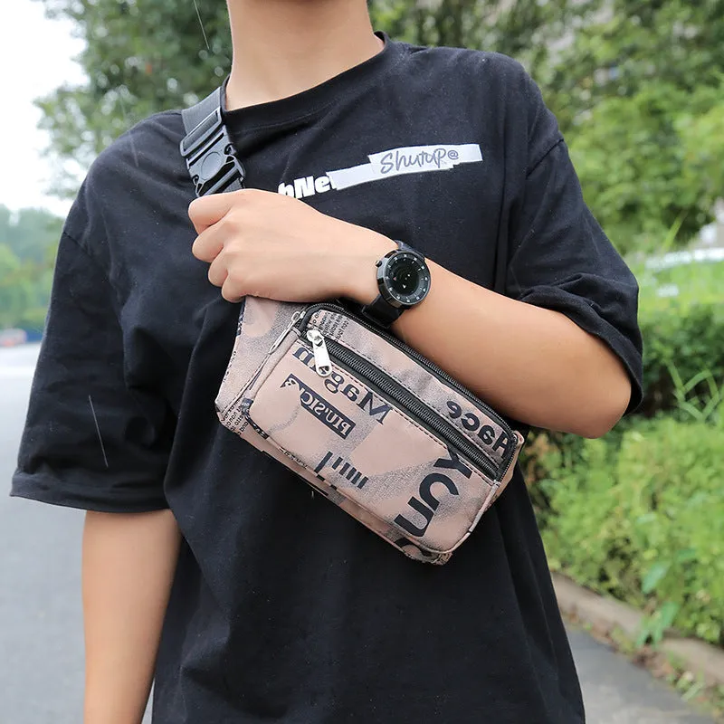 New camouflage men's waist bag fashionable and popular women's Oxford cloth crossbody mobile phone bag chest bag