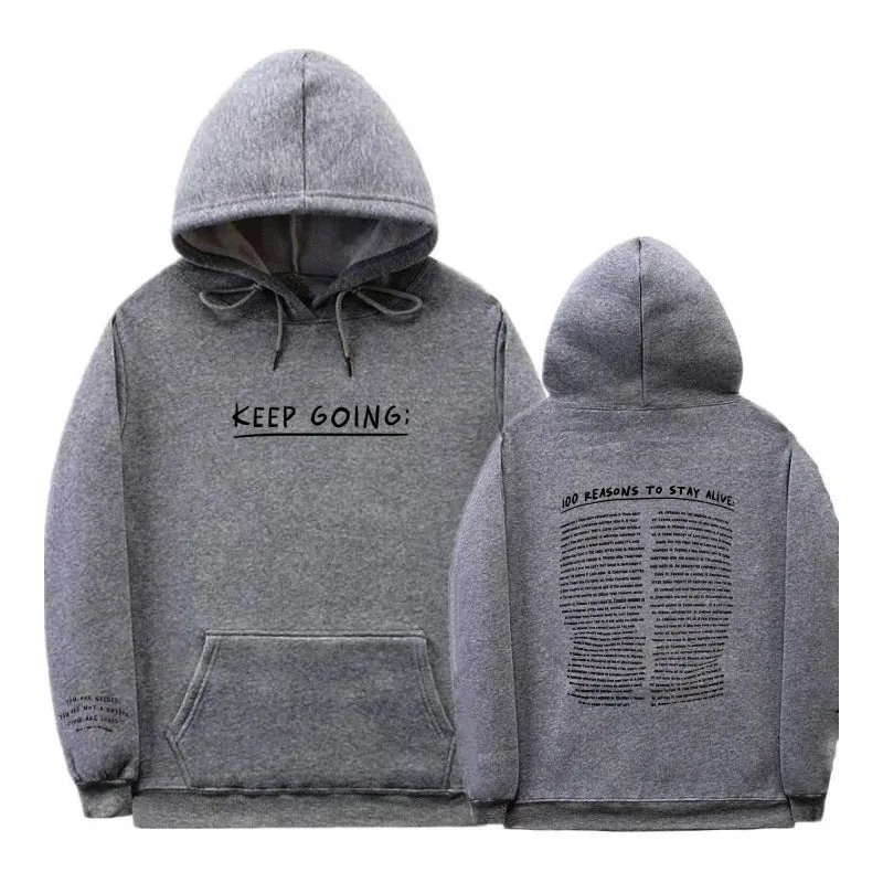 Positive letter Printed Long-sleeved Drawstring Hooded Sweatshirt With Pockets Fashion Sports Hoodie Womens Clothing