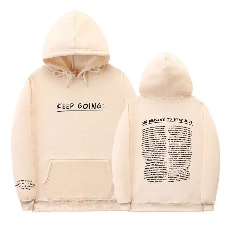 Positive letter Printed Long-sleeved Drawstring Hooded Sweatshirt With Pockets Fashion Sports Hoodie Womens Clothing