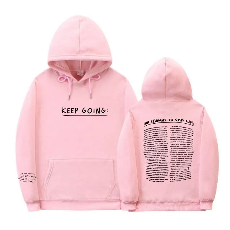 Positive letter Printed Long-sleeved Drawstring Hooded Sweatshirt With Pockets Fashion Sports Hoodie Womens Clothing