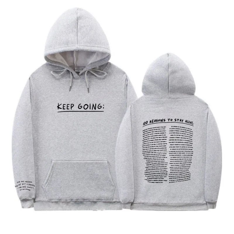 Positive letter Printed Long-sleeved Drawstring Hooded Sweatshirt With Pockets Fashion Sports Hoodie Womens Clothing