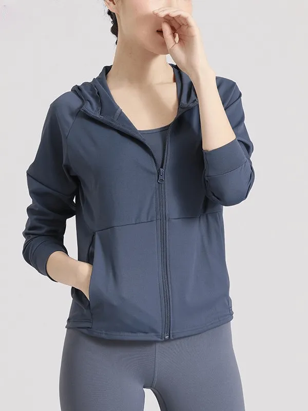 Quick-drying Stylish Women's Sports Jacket with Zipper and Hood - SF1272