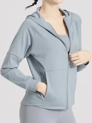 Quick-drying Stylish Women's Sports Jacket with Zipper and Hood - SF1272