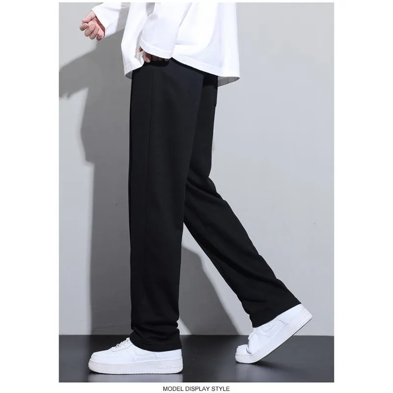 Retro Draping Sensation Straight Knitted Sports Loose Fit Sweatpant